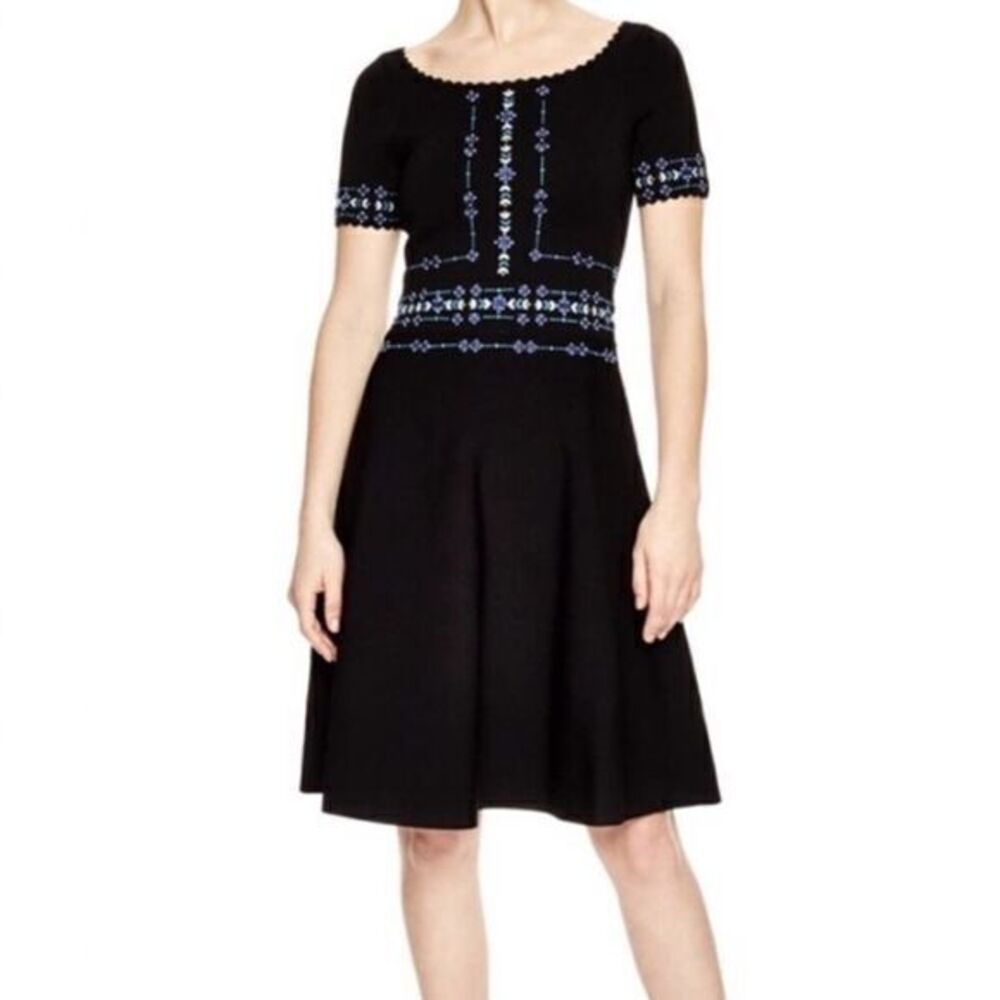 SANDRO Ladies Scalloped Embroidered A-line Dress US 6